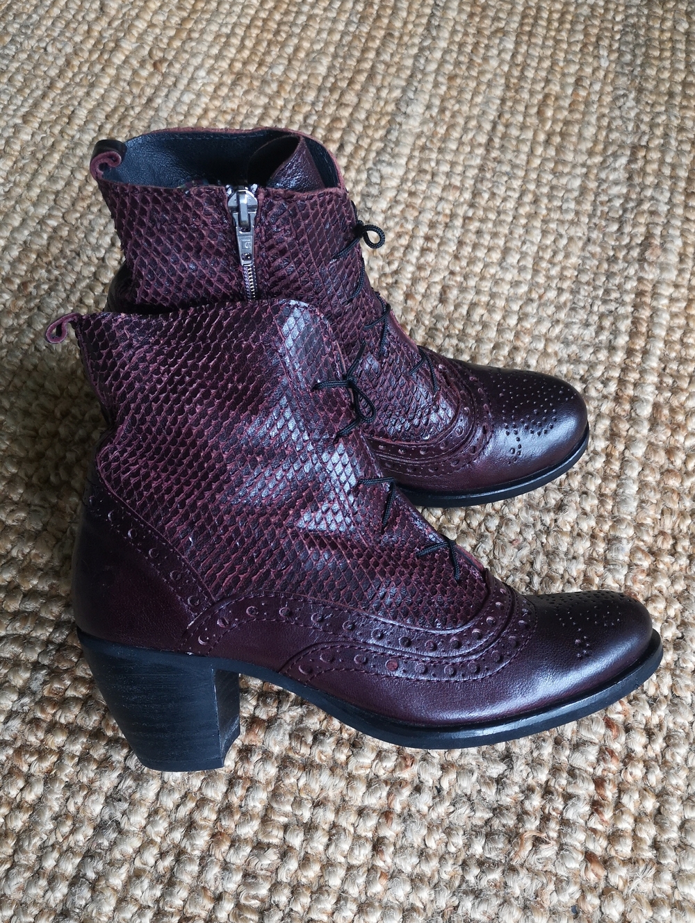 Felmini burgundy heeled granny boots
